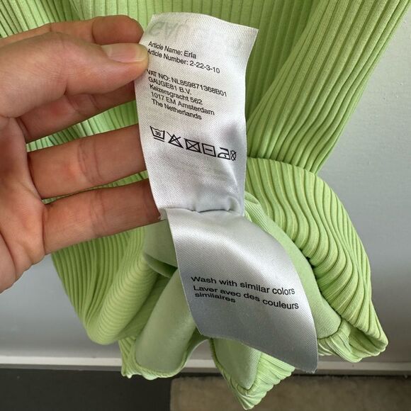 Gauge81 Erla Dress Rib Knit One Shoulder Bodycon Mini Pistachio Green Size Small - Picture 8 of 8